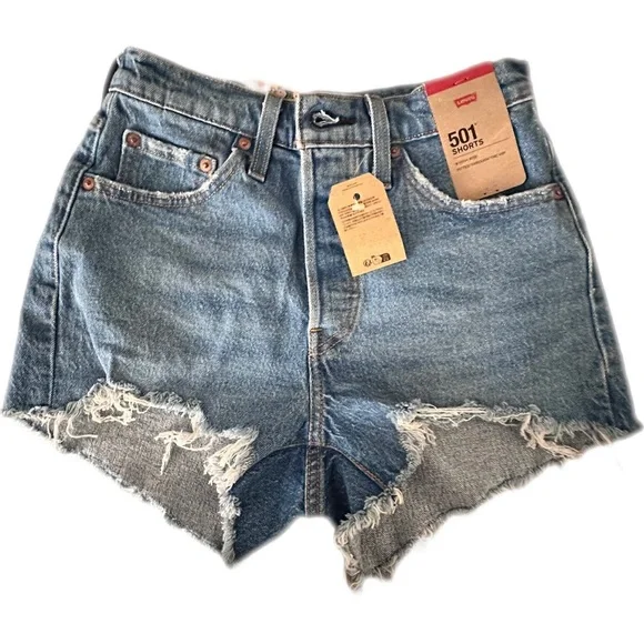 Levi's® Women’s 501 Original High Rise Distressed Hem Cut Off Shorts Size/25 - Picture 5 of 14